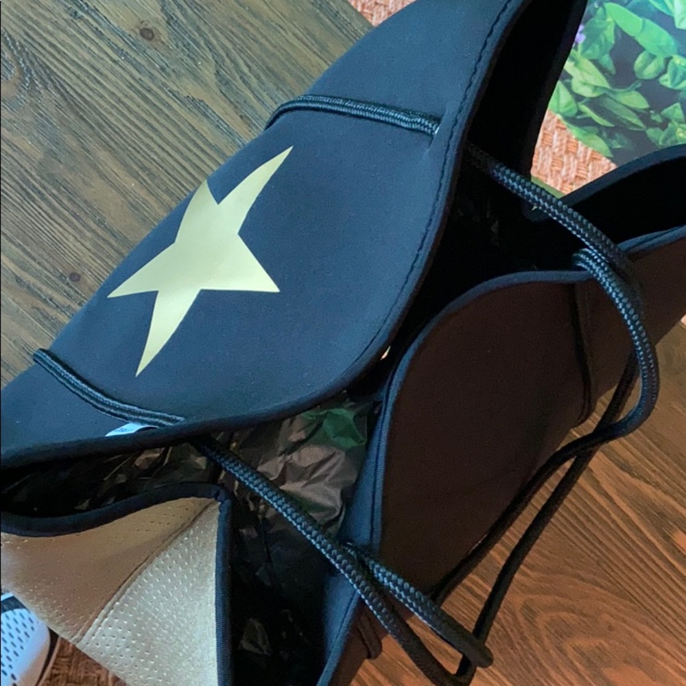 Neoprene black and gold never full tote/purse